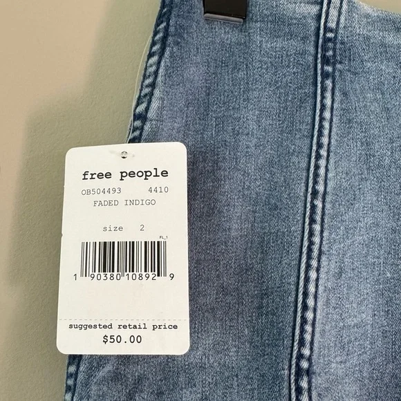 FREE PEOPLE Denim Mini Skirt Faded Indigo Size 2 - Picture 2 of 11